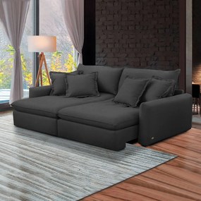 Sofá 210cm Retrátil Reclinável Almofadas Caixa Zero Sydney Veludo Preto G93 - Gran Belo