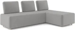 Sofá 3 Lugares Com Chaise 222cm Rovier Veludo Cinza Z32       - Mpozen