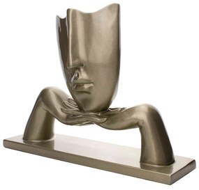 Escultura Decorativa com Base Descanso Ouro Velho Fosco 23x30 cm - D'Rossi
