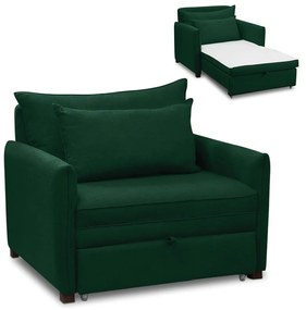 Poltrona Cama Retrátil Solteiro com Rodízio Cloe Bouclê E03 - D'Rossi - Verde