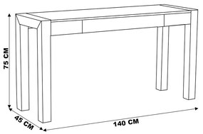 Aparador Sala de Estar 140cm com Gaveta Dumai Madeira Maciça Acácia G54 - Gran Belo