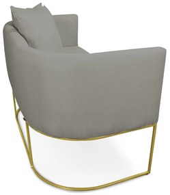 Namoradeira Paola 02 Lugares Linho Base Metálica Dourado D03 - D'Rossi  - A26 Grafite