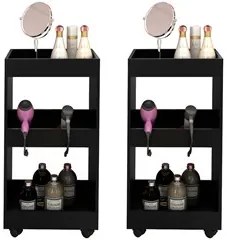 Kit 2 Armários Multiuso para Salão Barbearia Seul com Rodízios L03 Pre