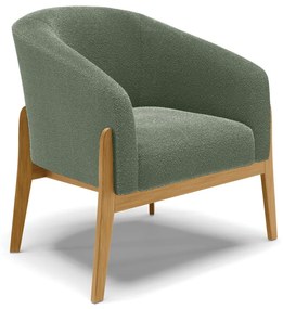 Poltrona Decorativa Base Madeira Stella Bouclê D03 - D'Rossi - Verde Pistache