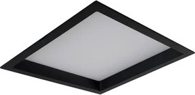 Plafon Led Embutir Quadrado Preto 22W Luz Amarela Deep