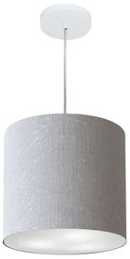 Lustre Pendente Cilíndrico Md-4036 Cúpula em Tecido 30x31cm Rustico Cinza - Bivolt