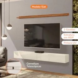 Bancada Suspensa e Prateleira 197cm Slat Z49 Cinamomo/Off - Mpozenato