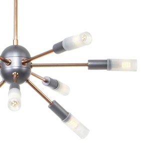 Pendente Flash 56X56X46Cm Sputnik Com Tubo Ponteira Acrílico Metal Alu... (HONEY)