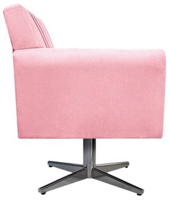 Poltrona Laura Base Giratória de Metal Suede Rosa Bebê - ADJ Decor