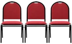 Kit 3 Cadeiras Hoteleiras Auditório Empilhável Linho Z33 Vermelho - Mp
