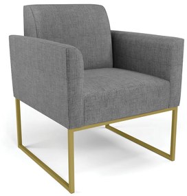 Sofá Namoradeira com Poltrona Base Industrial Dourado Marisa Linho D03 - D'Rossi - A26 Grafite
