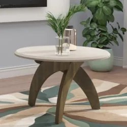 Mesa Centro Redonda 70cm Para Sala MDF Leeroy Off/Pinho A09 - Mpozenat