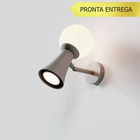 Arandela Cone 10X18,5X18,7 Aluminio E Globo Ø10Cm 01Xmr16 + 01Xg9 - Qi... (CINZA)