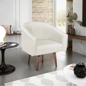 Poltrona Luiza Pés Palito Mel Linho Bege - ADJ Decor