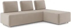 Sofá 3 Lugares Com Chaise 222cm Rovier Veludo Bege Z32      - Mpozenat