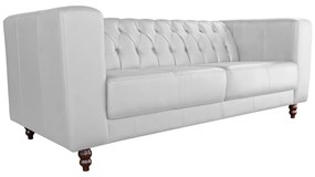 Sofá 3 Lugares Ravena 240cm Couro Branco G58 - Gran Belo