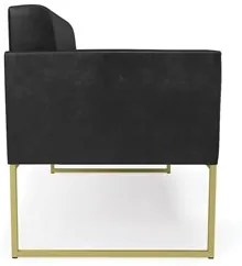 Sofá Namoradeira Base Industrial Dourado Ana Sintético PU Preto - Ibiz