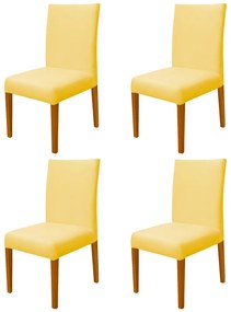Kit 4 Cadeiras de Jantar Milan Veludo Amarelo
