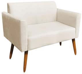 Kit 01 Namoradeira 02 Lugares e 01 Poltrona Marisa Suede Bege Base Giratória Madeira MA30 D'Rossi