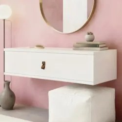 Penteadeira Suspensa 90cm 1 Gaveta Quarto Lila Branco Z49   - Mpozenat