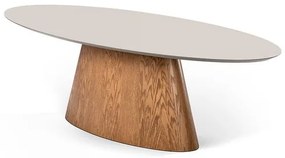 Mesa Jantar Oval Vetri Off White Base Amêndoa 180cm - 78834 Sun house