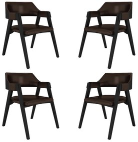 Kit 4 Cadeiras Sala de Jantar e Jogos Carteados Madeira Maciça Poker PU Marrom/Preto G42 - Gran Belo