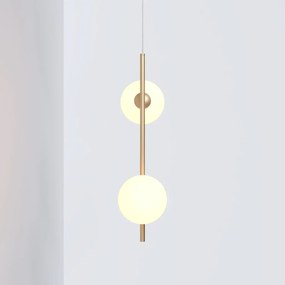 Pendente Vertical Slim Jabuticaba 10X23,5X48,5Cm Aluminio E 2X Globo Ø... (CHAMPANHE, FOSCO)