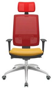 Cadeira Office Brizza Tela Vermelha Com Encosto Assento Facto Dunas Amarelo Autocompensador 126cm - 63083 Sun House