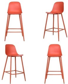Kit 04 Banquetas Miami Alta Assento PP e Base Aço Terracota - 76246 Sun House