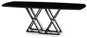 Mesa Jantar Namur Retangular Tampo Barril com Vidro Preto e Base Preta 180cm - 67350 Sun House