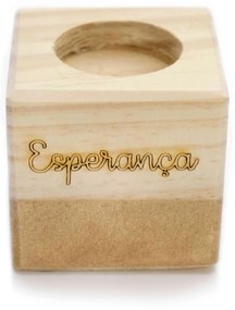 Porta Vela Quadrado Natal Esperança Madeira e Dourado 7 cm - D'Rossi