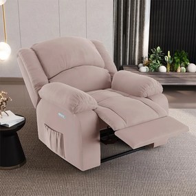 Poltrona do Papai Reclinável Sala de Cinema Madrid Elétrica Touch USB Veludo Rosê G23