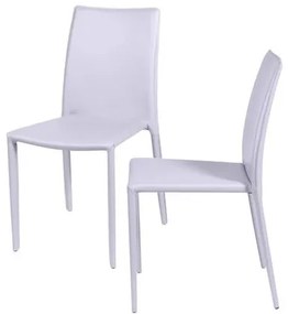 Kit com 2 Cadeiras Bali Estofada Couro Ecologico Branca - 64701 Sun House