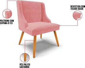 Cadeira de Jantar Liz Suede Pés Palito Castanho D03 - D'Rossi - Rose