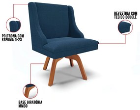Cadeira Sala de Jantar Giratória MM35 Kit 6 Liz Bouclê D03 - D'Rossi - Azul