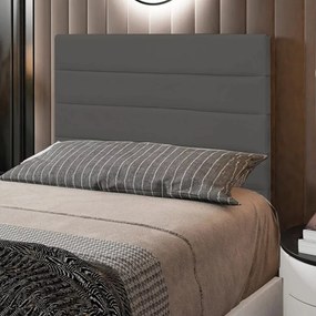 Cabeceira Solteiro Cama Box 90cm para Quarto Rubi Suede M11 - D'Rossi - Grafite