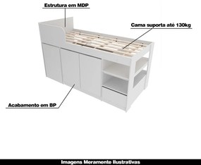 Cama Infantil Juvenil Multifuncional CM8021 MDP Branco G69 - Gran Belo