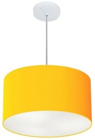 Lustre Pendente Cilíndrico Md-4099 Cúpula em Tecido 40x25cm Laranja - Bivolt