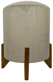 Puff Redondo Evo Peach em Veludo com Pés Escandinavo - Marfim - Pequeno 35cm