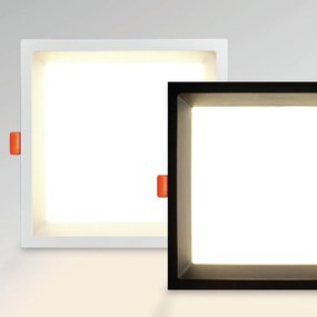 Embutido Quadrado Recuado 22,5X22,5Cm Led 22W 3000K Bivolt - Preto / D...