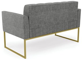 Sofá Namoradeira Elisa Linho Base Metálica Industrial Dourado - D'Rossi - A26 Grafite