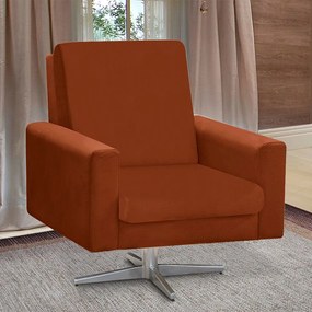 Poltrona Giratória Beatriz Suede Terra Base Estrela Cromado D'Rossi