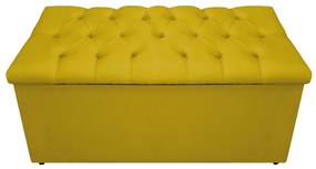 Recamier Baú Estofada Mel 90 cm Solteiro Com Capitonê  Suede Amarelo - ADJ Decor
