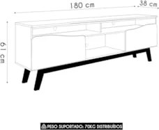 Rack Bancada Para TV 75 Pol 180cm Rita Off/Cinamomo B02     - Mpozenat