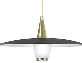 Pendente Eclisse Ø33X36Cm Disco Curvo Metal Alumínio E Vidro 01Xled 9W... (PRETO / COBRE BRILHO)