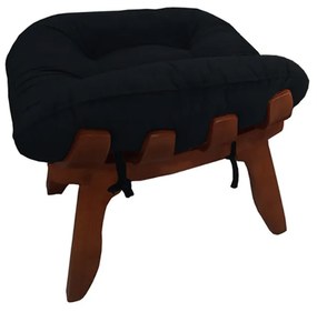 Puff Decorativo Costela Veludo Preto