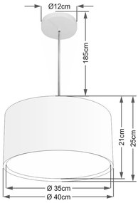 Lustre Pendente Cilíndrico Duplo Md-4290 Cúpula em Tecido 40x25cm Algodão Crú - Bivolt