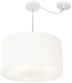 Lustre Pendente Cilíndrico Com Desvio De Centro Md-4167 Cúpula em Tecido 60x30cm Branco - Bivolt