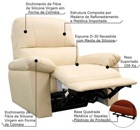 Poltrona do Papai Reclinável Elétrica Armênia Power Touch Couro Bege G40 - Gran Belo