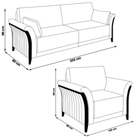 Conjunto Decorativo Poltrona e Sofá 222cm Market Linho Bege G45 - Gran Belo